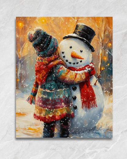 Rencontre dans la neige, tableau à peindre par numéros