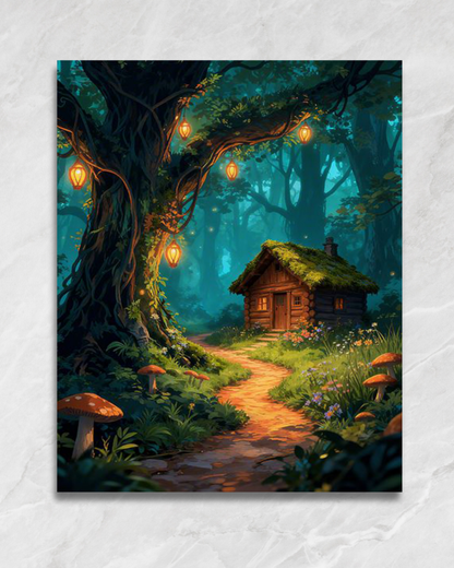 La cabane aux lanternes, tableau à peindre par numéros
