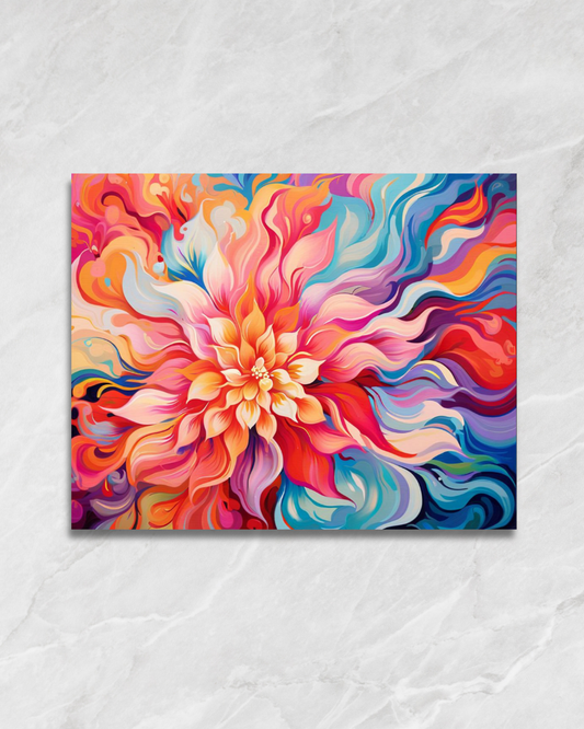 Fleur en mouvement, tableau à peindre par numéros