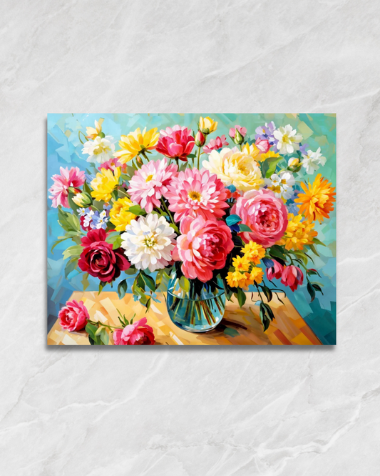 Bouquet de couleurs vives, tableau à peindre par numéros
