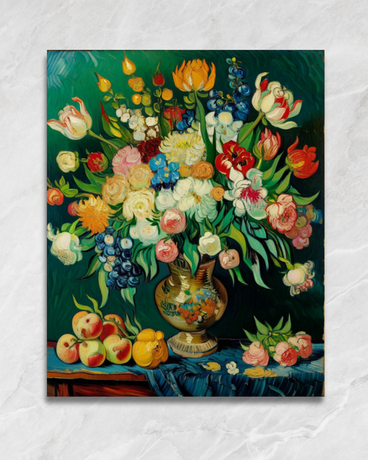 Le grand bouquet au vase doré, tableau à peindre par numéros