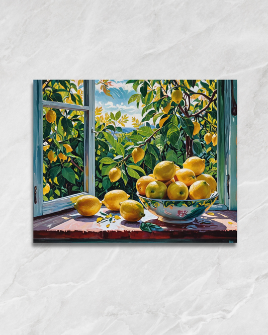 Citrons à la fenêtre, tableau à peindre par numéros