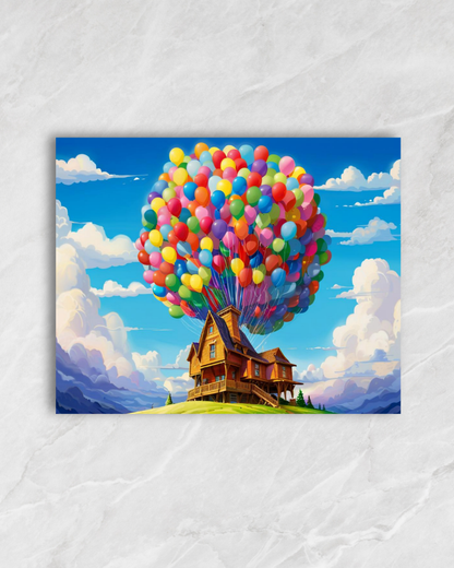 La maison aux ballons, tableau à peindre par numéros
