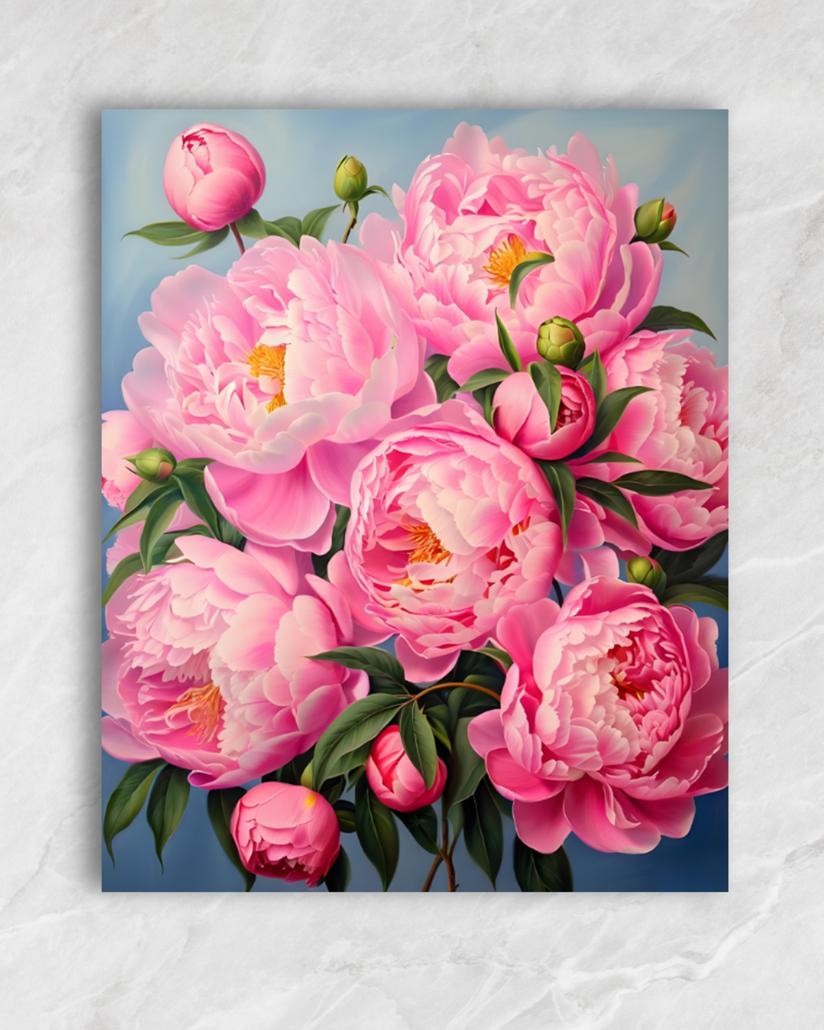 Bouquet de pivoines roses, tableau à peindre par numéros