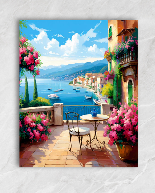 Balcon sur la Riviera, tableau à peindre par numéros