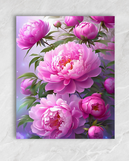 Pivoines en fleur, tableau à peindre par numéros