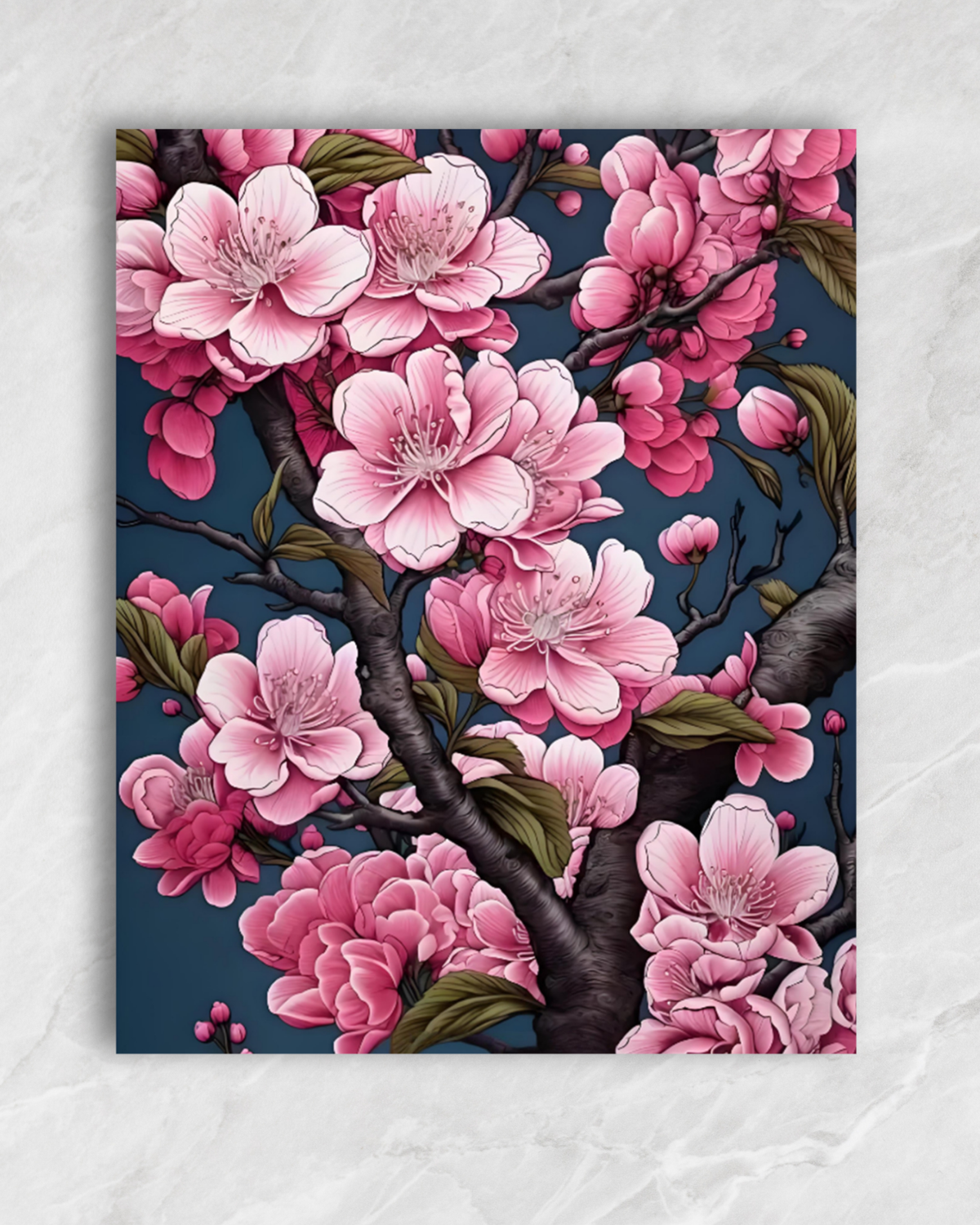Branches de cerisier en fleurs, tableau à peindre par numéros