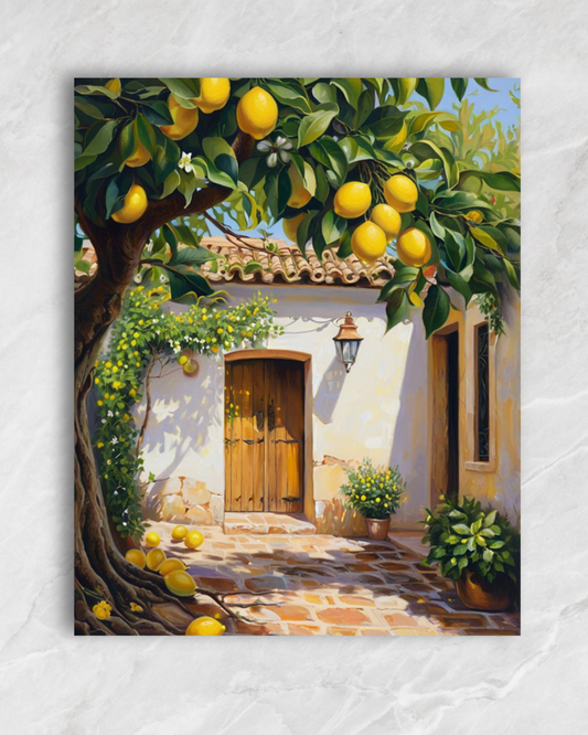 La maison sous le citronnier, tableau à peindre par numéros