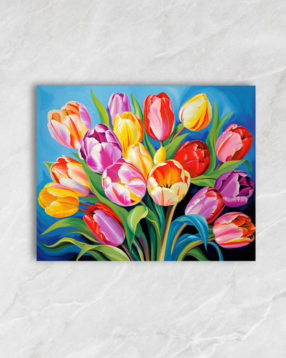 Tulipes éclatantes, tableau à peindre par numéros