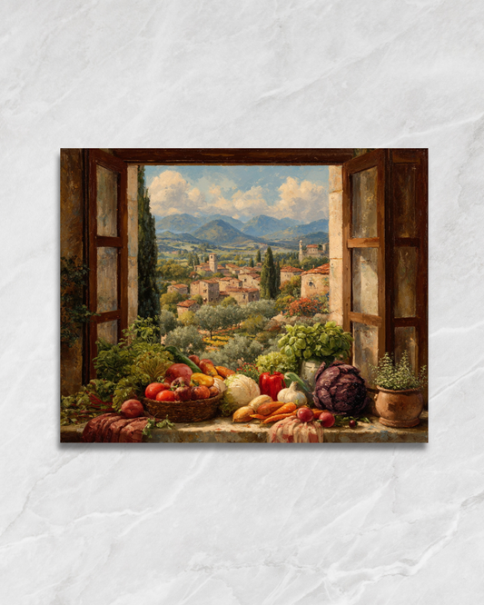 Fenêtre sur la campagne, tableau à peindre par numéros