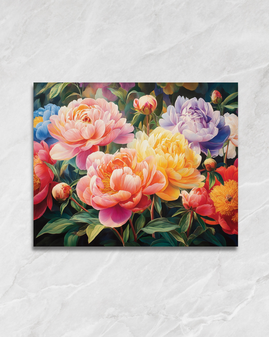 Pivoines aux couleurs tendres, tableau à peindre par numéros