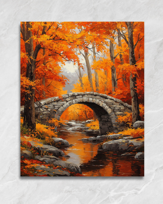 Le pont d’automne, tableau à peindre par numéros