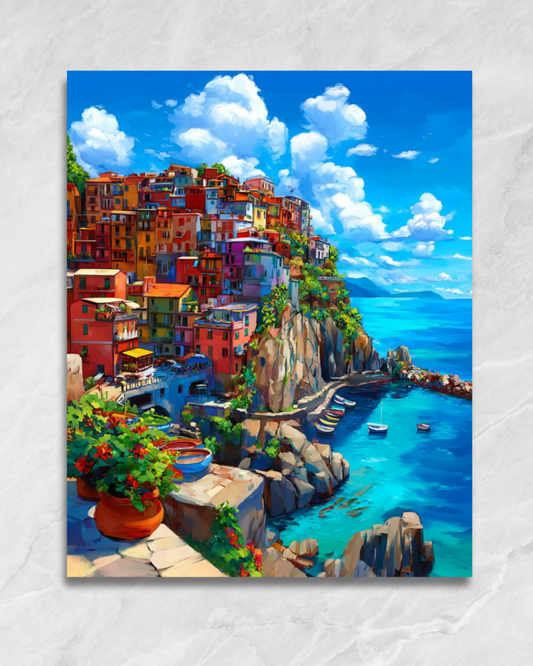 Maisons colorées des Cinque Terre, tableau à peindre par numéros