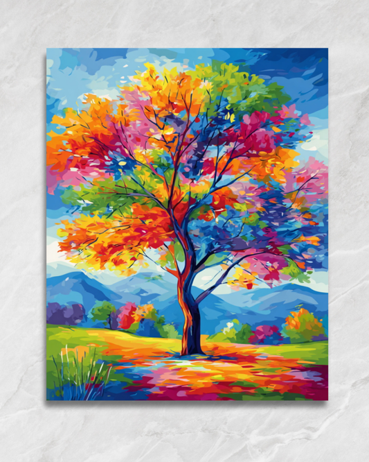 L’arbre aux mille couleurs, tableau à peindre par numéros