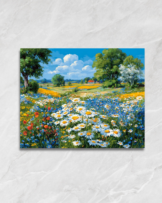 Le champ de marguerites, tableau à peindre par numéros
