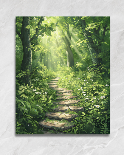 Le sentier de lumière, tableau à peindre par numéros